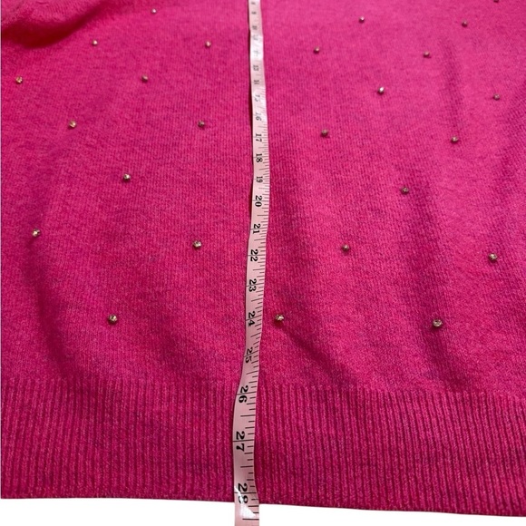 CeCe Hot Pink Drop Shoulder Crewneck Slouchy Rhinestone Stud Sweater 3X NEW - Picture 8 of 14